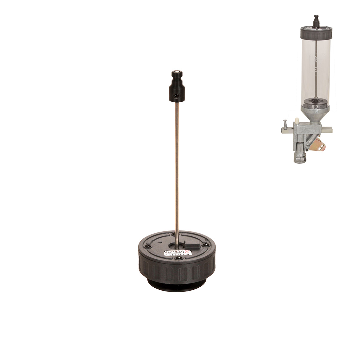 Cap for Dillon powder dispenser with low-powder al