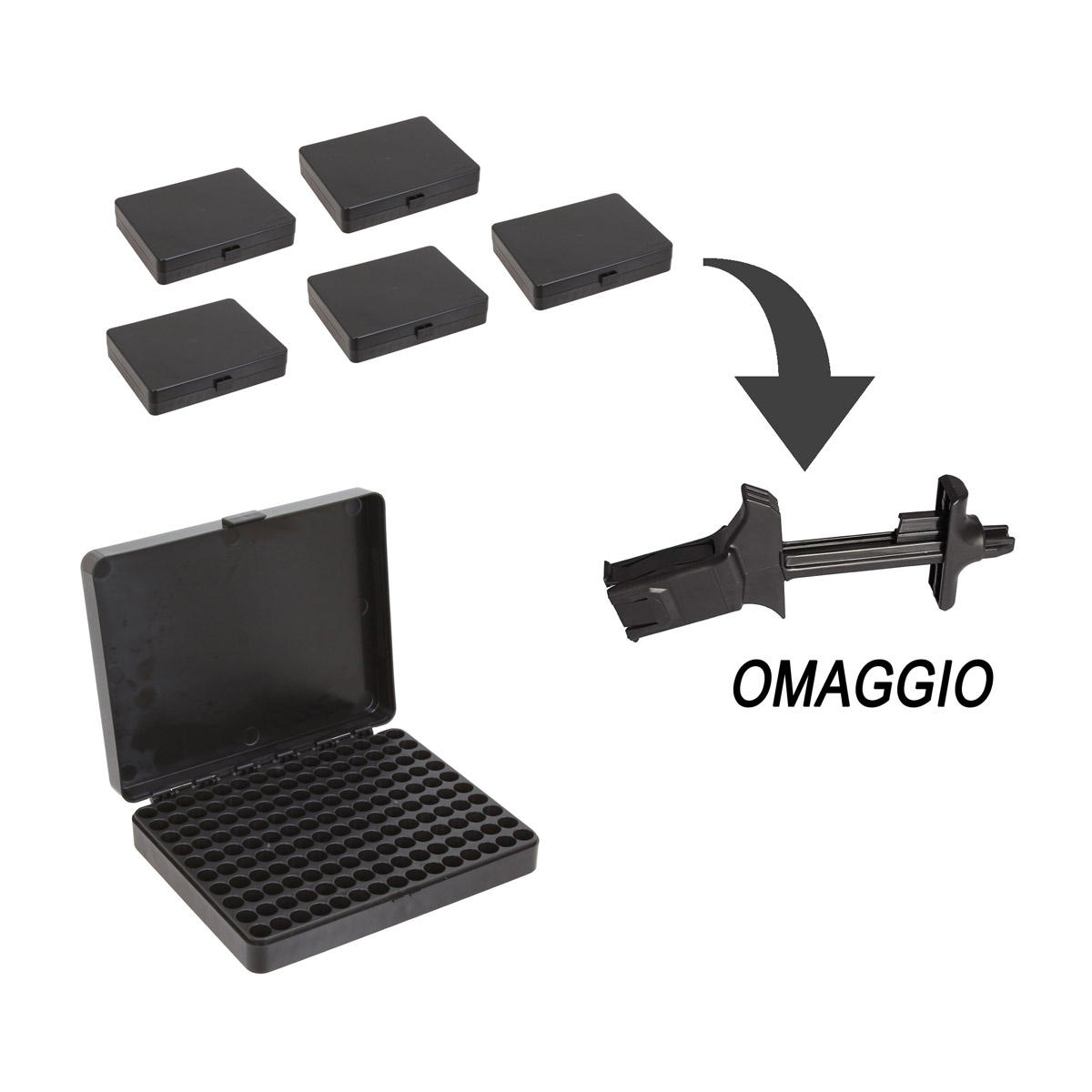 PACK OF 5 CASE HOLDERS (9MM) + FREE LOADER